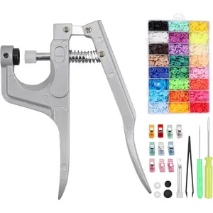 Snap Pliers, 408-Piece Snap Buttons Kit, 24 Colors T3/T5/T8 Snap with Aluminum Pliers, Box & for Baby Clothes,, Crafts & Bags