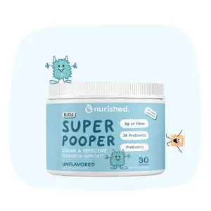 Nurished Super Pooper Digestion Support for Kids - Clean & Effective Fiber, Probiotics, & Chicory Root