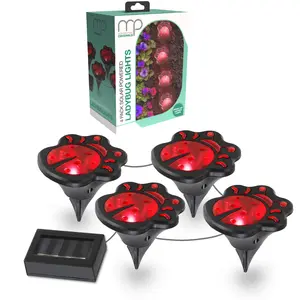 4 Pack Solar Ladybug Garden Lights – Red LED Pathway Stake Lights for Outdoor Lawn, Flower Beds, Decorative Solar Bug Lights with Auto Sensor