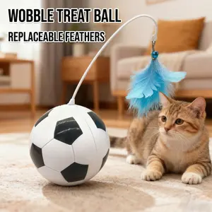Interactive Soccer Tumbler Cat Teaser & Treat Dispenser | Cat Stuff for Indoor Play Fun Kitten Toy