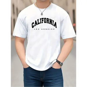 Casual Menswear 200g 100% Cotton Men’s California Graphic T-Shirt – Crew Neck, Short Sleeve, Summer Comfortable Loose T-Shirt for Casual Wear tk Classic Top Breathable Print Tee Vibe Tshirt Streetwear Soft Tropical
