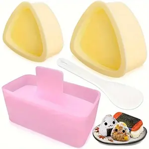 Rice Ball Mold Set, 3 Counts Mold & 1 Count Rice Scoop, Sushi Making Tool, Kitchen Accessories for Home Dining Room Picnic