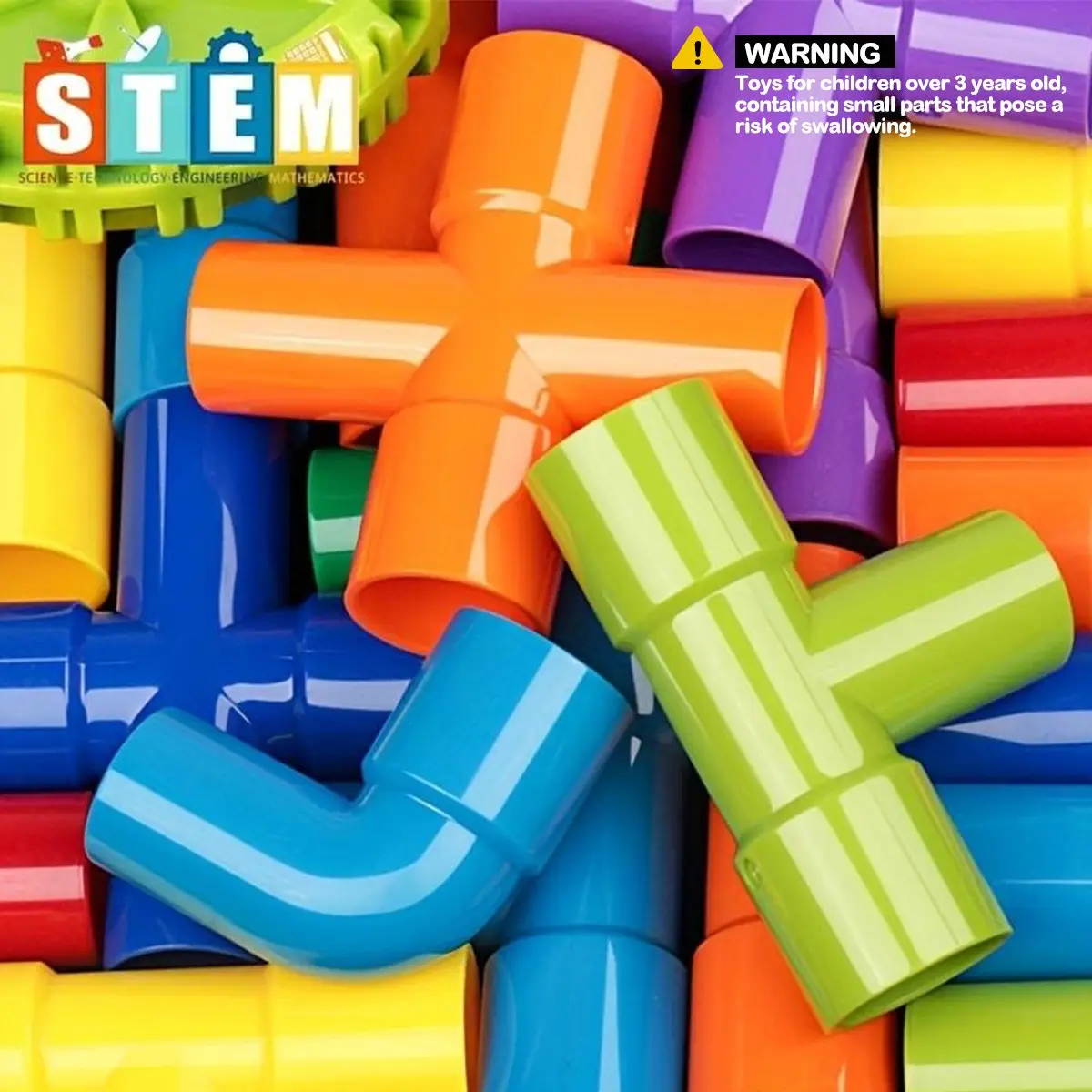 50pcs Water-Pipe Design Building Block Set, STEM Educational Construction Toy for Kids, Gift for Halloween, Thanksgiving and Christmas, Stem Building Blocks, Building Blocks Sets, Creative Building Set, Building Block Kit