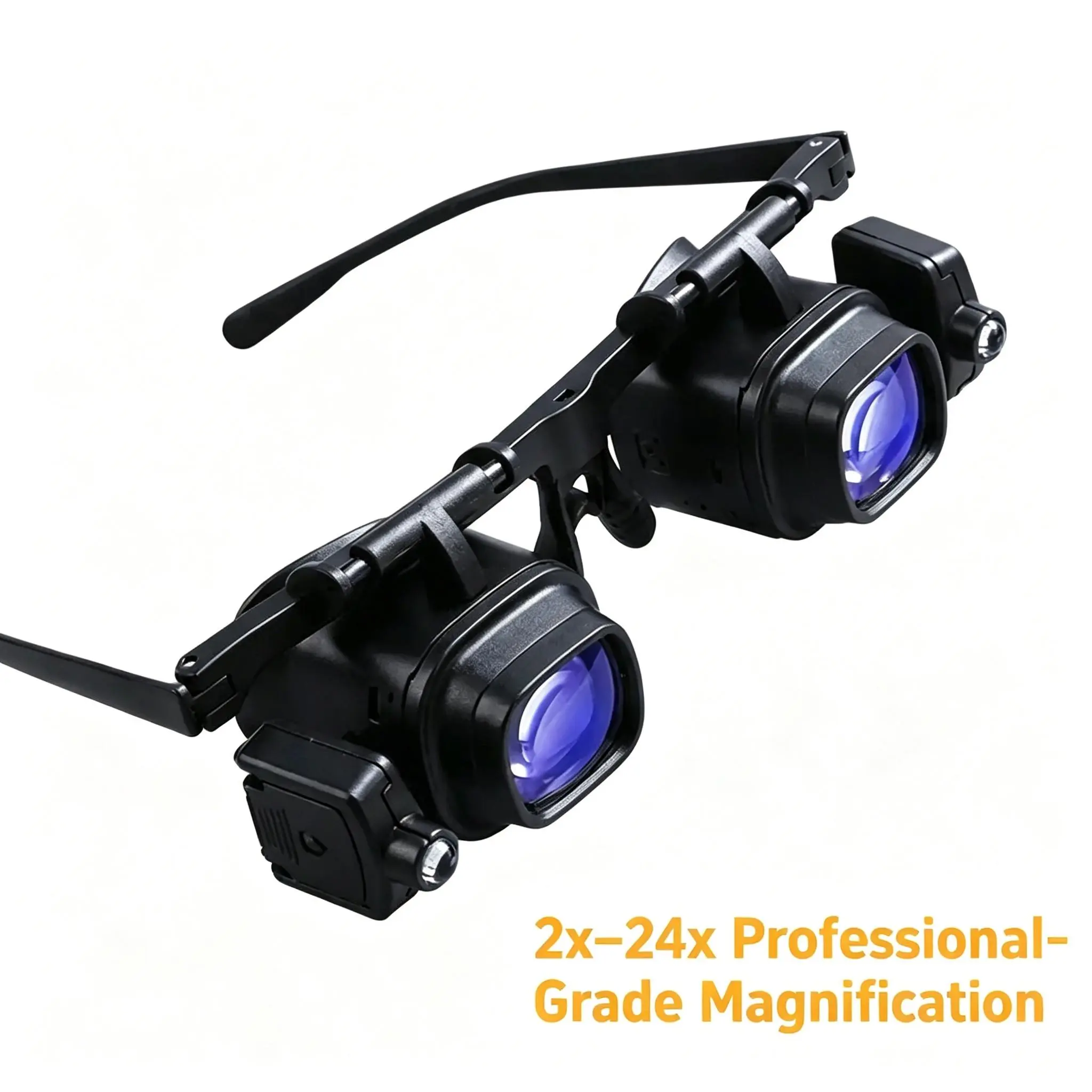 LED Head Mount Magnifier 2x-24x, Hands-Free Magnifying Glasses with Light for Watch Repair, Phone Maintenance, Electronics Soldering, Jewelry & Crafts