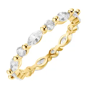 PAVOI 14K Gold Plated Rings Cubic Zirconia Love Ring - 2.5mm Stackable Rings for Women