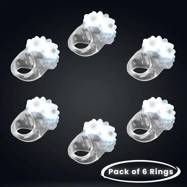 LED Light Up Blinking Jelly Bumpy Rings - Pack of 6