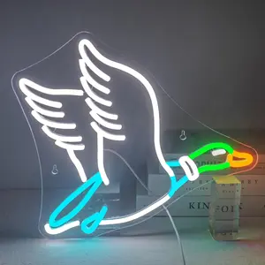 Goose Neon Sign Animal Neon Signs for Wall Decor White LED Light for Party Decorations USB Connectivity Light Sign for Home Wall Bedroom Decor Goose Birthday Decor