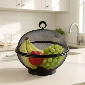 1pc 10 Inch Food Cover with Mesh Lid, Air Circulation, Fly Proof Fruit Basket for Kitchen Dining Outdoor, Ideal for Fruits Vegetables Storage Gift, Kitchenware