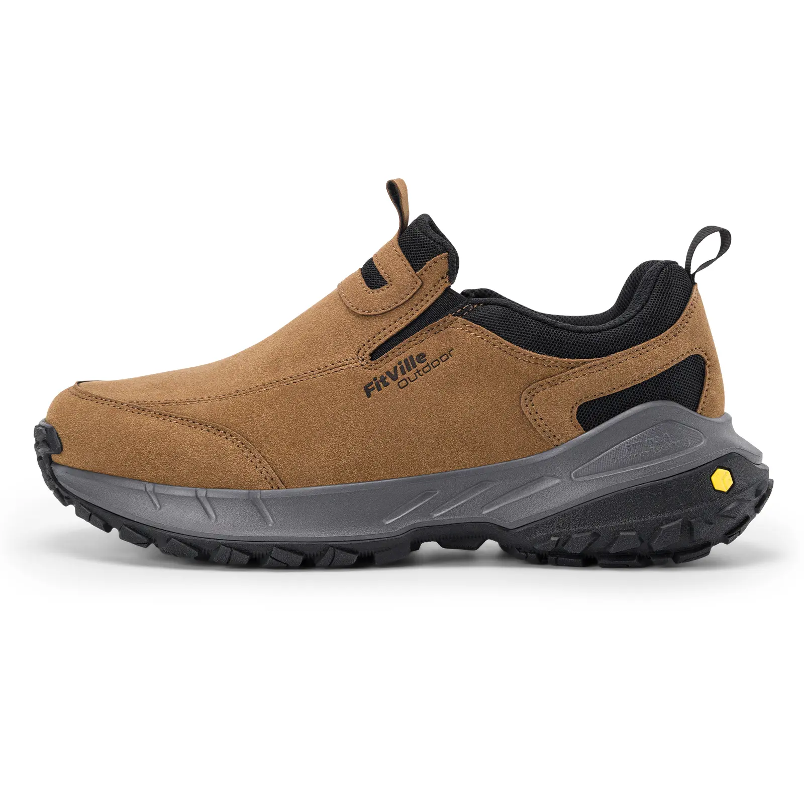 Fitville Men's Walking Sneakers LugMax V3, Wide Fit Slip-On Outdoor Shoes with Non-Slip Sole, Breathable PU Leather for Hiking & Casual Wear, Non Slip Shoes, Breathable Outdoor Shoes