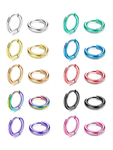10 pairs of simple and fashionable 316L stainless steel earring set, Dainty Lightweight Hoops, fashionable jewelry, suitable for both men and women, suitable for daily or party use, can be given as a gift to friends
