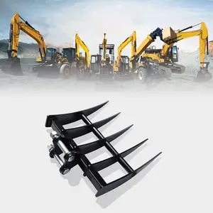 Mini Metal Excavator Rake, Wide Backhoe Attachment with 25MM/0.98in Hole Diameter and 90MM/3.54in Span for Mini Excavators