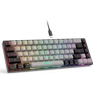 65% Gaming Keyboard, Wired Backlit Mini Keyboard, Ultra-Compact Anti-Ghosting No-Conflict 68 Keys Membrane Gaming Wired Keyboard for PC Laptop Windows Gamer
