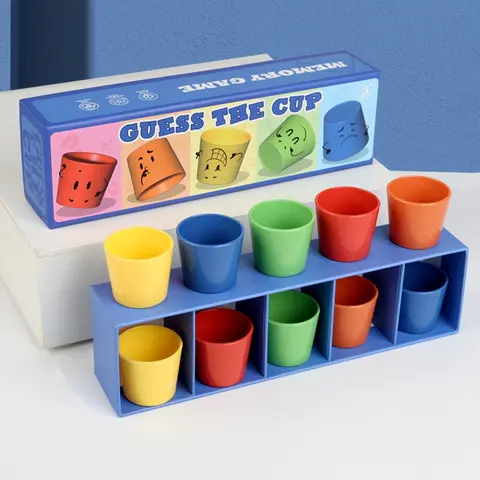 Colorful Cup Sorting Game Set for Kids, Fun Memory & Logic Challenge, Cognitive Challenge, Double Player Blind Guessing Game, Christmas Gift Idea