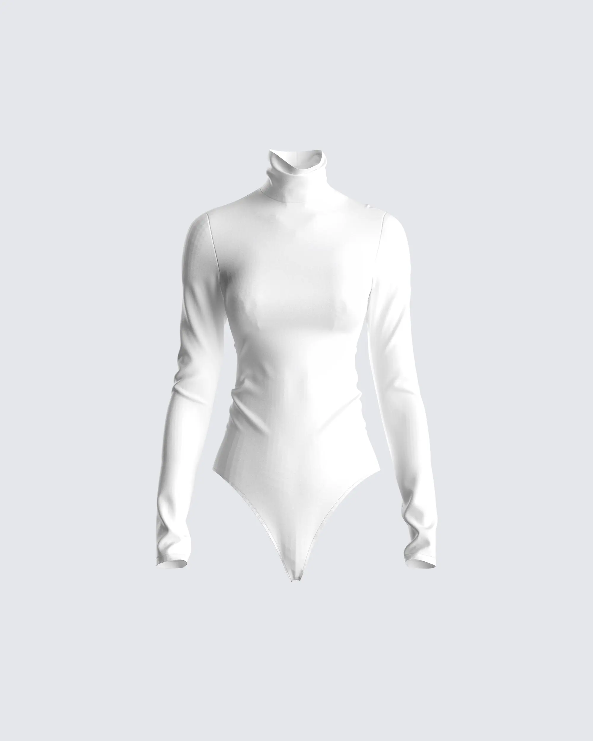 Women's Meghan White Turtleneck Long-Sleeve Spandex Backless Bodysuit, Women's Top