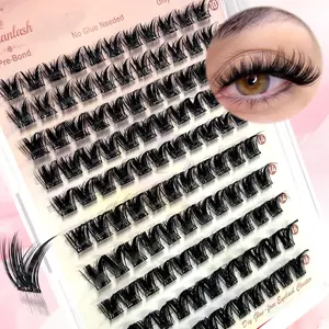 Self Adhesive Eyelashes CC Curl Look Lash Clusters Pre Glued Eyelash Extensions 10mm -16mm Mixed Length Wispy Natural Volume False Lashes 110/120 Pcs Individual DIY Cluster Lashes Press On Lashes,No Glue Needed