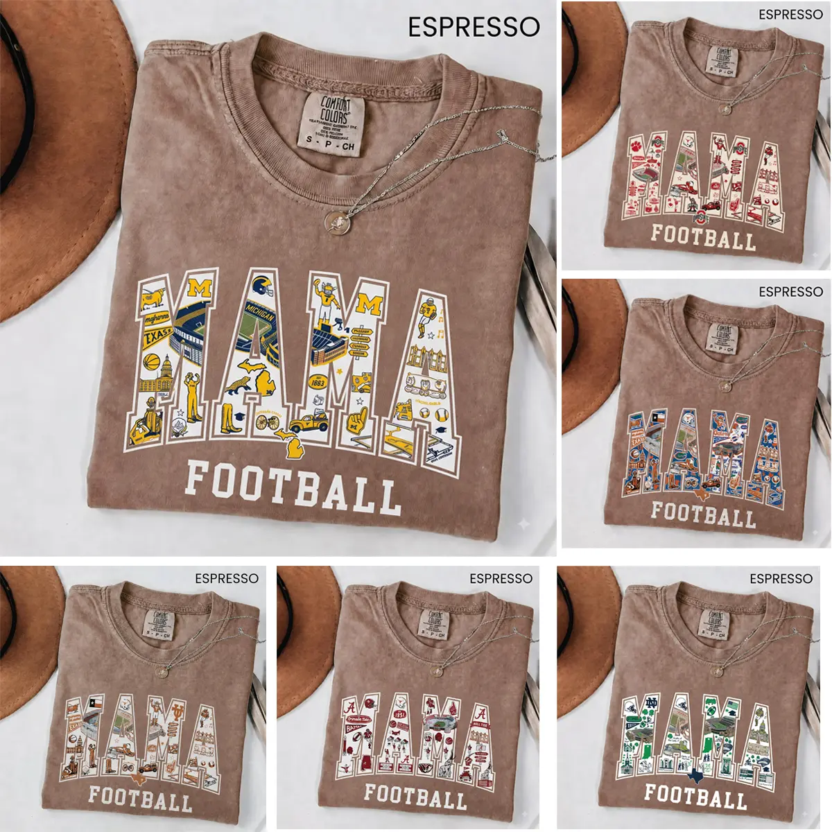 Comfort Color National Collegiate Athletic Association Team College Football Shirt, College Sports Gift for Fans