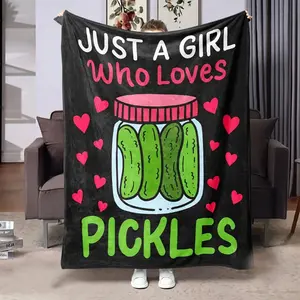 Modern Pickle Pattern Flannel Blanket Soft Comfortable Lightweight Digital Print 100% Polyester All Season for Bed Sofa Camping Travel Ideal Gift