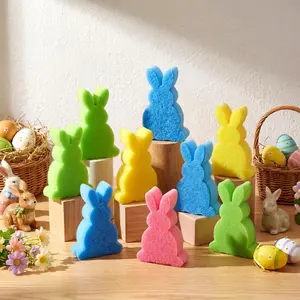12Pcs Bunny Kitchen Sponges Dual Sided Bunny Egg Dishwashing Sponge Non Scratch Scrubber Sponges Colorful Foam Sponges for Kitchen Decor Dishwashing Cleaning