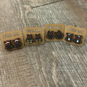 Christmas Mothman Earrings - Cryptid Christmas