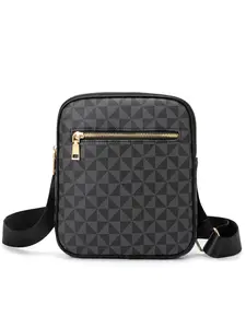 Summer Presbyopia Old Money Style Casual All Over Print Zipper Crossbody Bag, Minimalist Business Fashion Shoulder Bag, Men's Work Bag for Daily Use As Gift, Durable Pouch