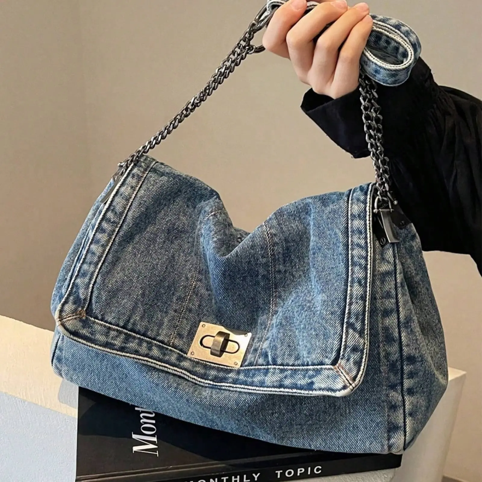 Fashionable Versatile Shoulder Crossbody Bag, Shopping Bag, Work Commuting Bag, Class Bag for College Student, Slouchy Style Casual Tote Bag, Japanese Minimalist Large Capacity Bag