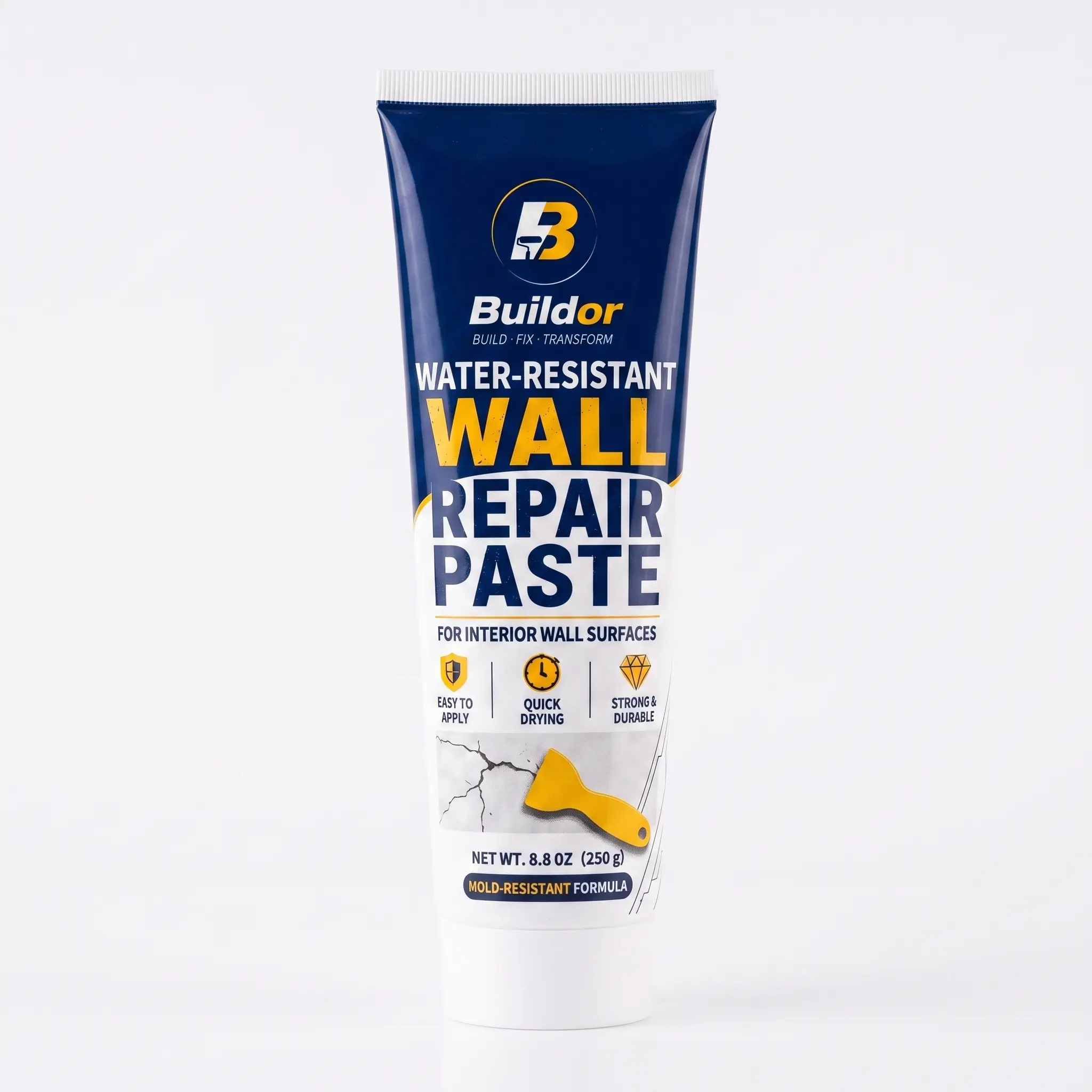 Upgraded Quick-Drying Wall Mending Agent, 250g Wall Hole Filler and Drywall Patch Repair Kit with Scraper, Applicator Nozzle and 5 Sanding Sheets for Crack Repair, Wall Holes and Home Renovation