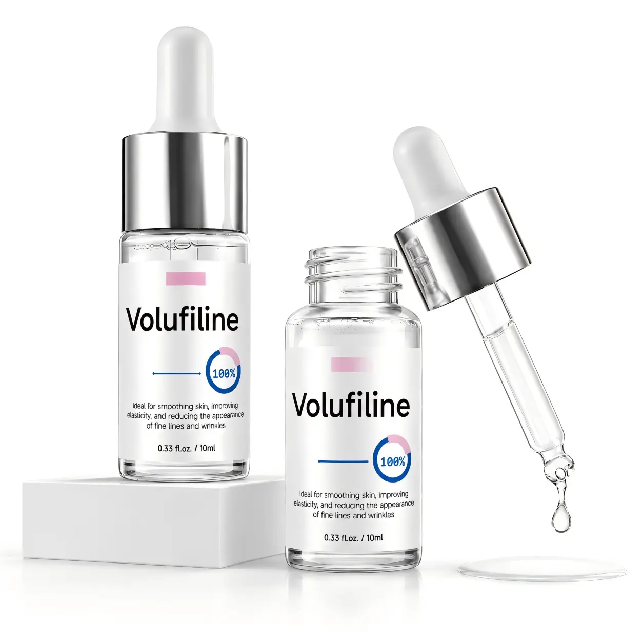 [New] Unisex 2-Pack 100% Volufiline Ampoule - Official Authentic Sederma France Product, 10ml (2*0.33 fl oz) Pure Serum - All Skin DIY Skincare Booster, Anti-Aging Hydrating Formula for Face Resilience, Adults, Liquid