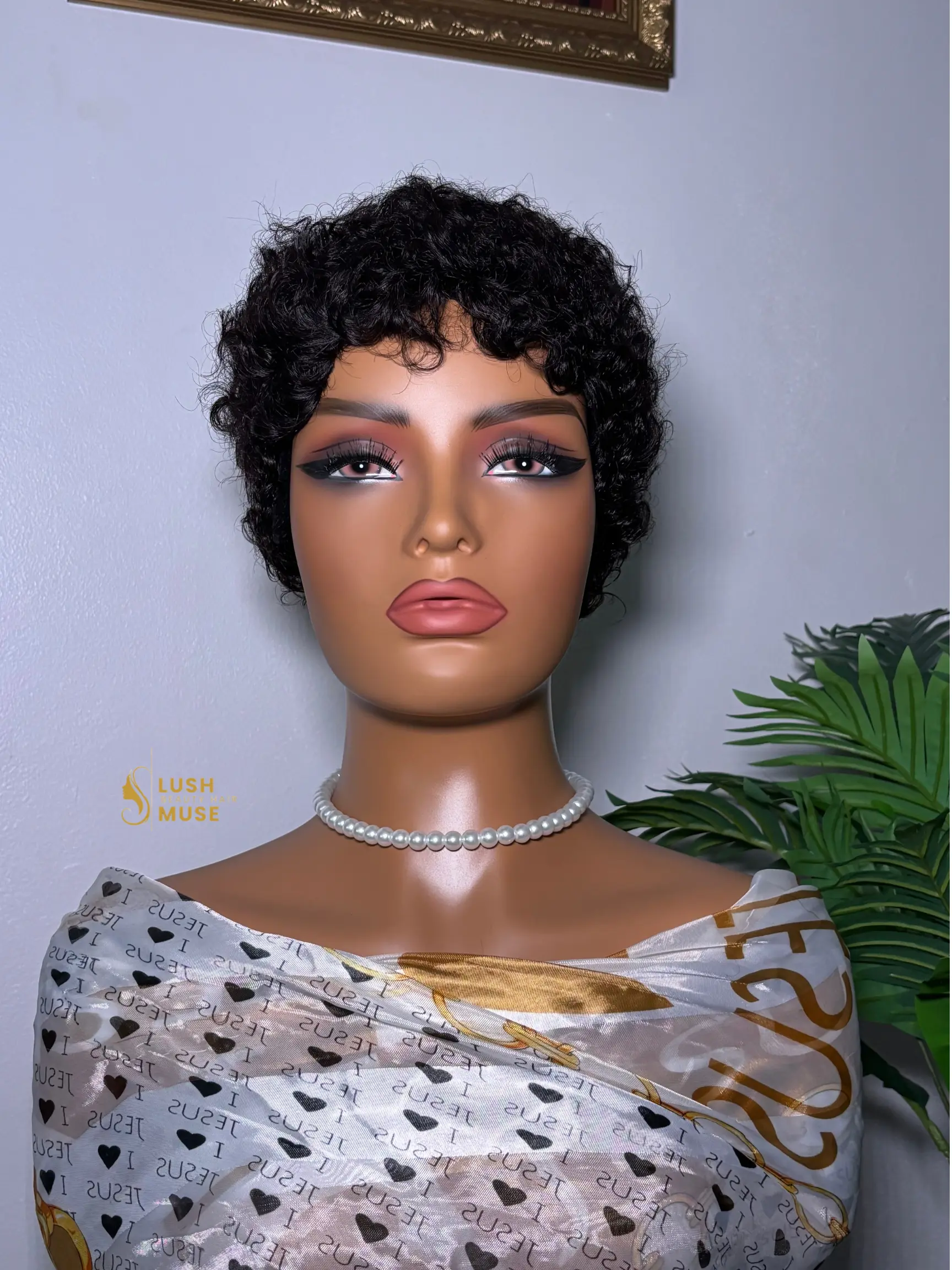 100% Human Hair Pixie Cut Wig, Tight Curls, Easy to Wear, Heat Friendly, Natural Black Short Full Machine Wig for Women