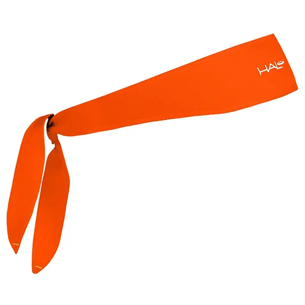 Bright Orange Nylon Tie-Back Halo Headband - Unisex Customizable Hair Accessory, Stays in Place, Sweatblock Seal, Quick-Drying Fabric, Works Under Helmets