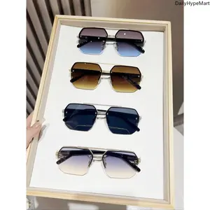 Women's 4-Pack Geometric Rimless Sunglasses, Stylish Shades, Ideal for Everyday Outdoor Activities, Available in Multiple Colors, Sunglasses For Women