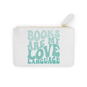 Books Are My Love Language Mini Clutch Bag, Book Lover Gift, Cute Travel Wallet, Literary Accessory, Unique Bag for Readers
