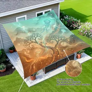 Outdoor Sunshade Cloth, Lightweight Breathable UV Protection Fabric, Blue Gradient Texture, Perfect for Patio, Beach, Picnic, Garden, Beach Shade Canopy