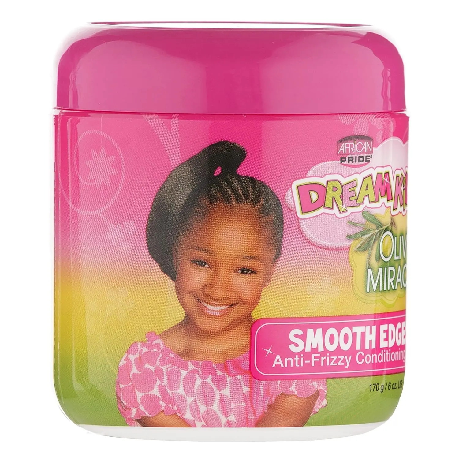 AFRICAN PRIDE Dream Kids Olive Miracle Smooth Edges Deep Conditioner Edge Gel - 6 fl oz, Plant-Based Olive Oil Blend, Daily Detangling, Dry Hair Moisturizing, Frizz Control, Reduces Breakage, Silky, Tea Tree, Dairy-Free, Shampoo, Natural Curls Haircare