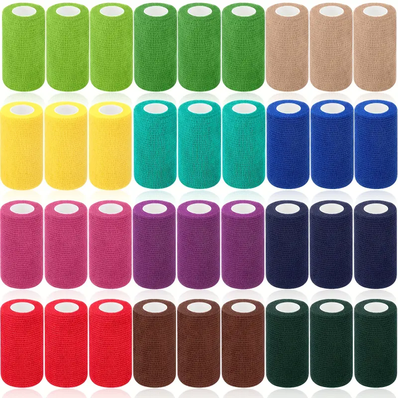 36pcs Self-Adherent Bandage Wrap - Breathable Cohesive Elastic Adhesive Tape for Athletic Support, Stretch Sports Wrist & Ankle Injury Prevention, 4"x5" (Classic Color Mix)