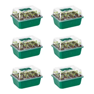 VIVOSUN 6/12-Pack Seed Starter Trays,Seed Starter Kit with Humidity Dome, Flat Reusable Plant Germination Trays with Drain Hole, Green Propagation Tray for Planting Seeds