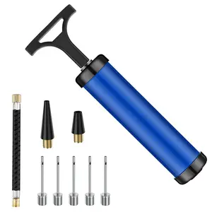 Portable Air Pump, 1 Set Ball Pump Inflator Kit with Needle, Nozzle, Extension Hose for Soccer Basketball Football Volleyball Rugby Exercise Sports Ball Balloon Swimming Ring, Ball Sports Equipment