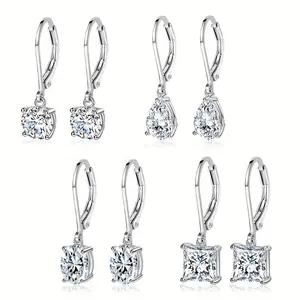 4 pair Earring Women's fashion Commuting earring VVS Round - cut gemstonesExquisite 18K Gold Plated Non-allergenic and not easy to fade  set and elegant accessories Jewelry Gift TikTokShopBlackFriday