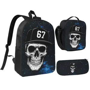 67-Inspired Backpack for Students Professionals & Travelers Ideal for School Work or Leisure with Skull Design