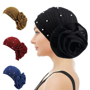 Pearled Turban Hijab - Black