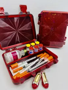 Pepper Red Vial Case for Peptides, GLP, HRT/TRT — Travel + Fridge Ready - Vial Caps Included! Medication Storage Box
