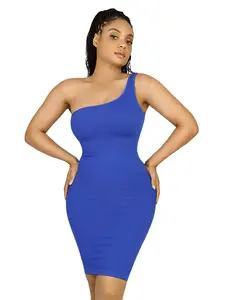 FeelinGirl Eco-friendly High Elastic Bodycon Dress One Shoulder Body Shaping Skirt Sexy Basic Casual Fabric Womenswear Summervibes FeelinGirl Eco-friendly High Elastic Bodycon Dress One Shoulder Body Shaping Skirt Sexy Basic Casual Fabric Womenswear Summervibes