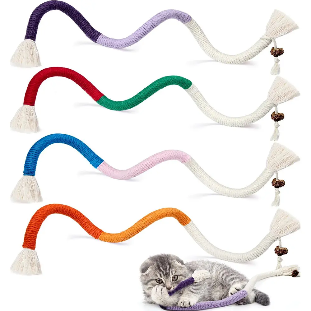 Cat Toy Chew Rope 3-Pack, Safe Teeth Cleaning Toy, Suitable for Indoor Kittens,  Cat Toy Sisal Rope Self-Entertainment kitty interactive gall fruit