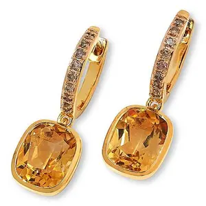 Rarities Diamond Hugger Hoop Earrings with Gemstone Drop