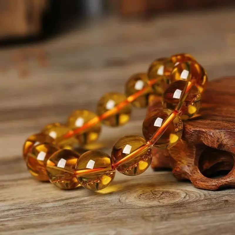 Yellow Beaded Bracelet, 12mm Simple Beads for Everyday Wear, Unisex Costume Jewelry Symbolizing Wealth Attraction and Prosperity, Peace, Smooth Progress, Symbol Of Prosperity, Symbolizes Wealth Attraction, Casual, Round Beads