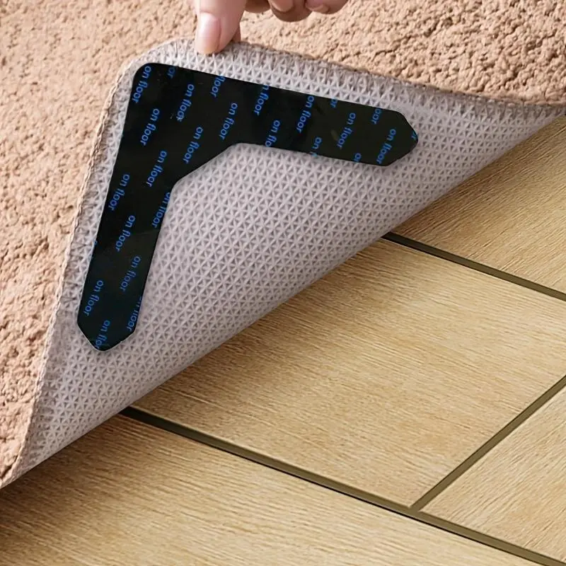 1 Set Rug Stopper, Anti Slip Floor Mat Tape, Adhesive Rug Corner Gripper, Floor Protector For Home Living Room Bedroom, Household Carpet Accessories