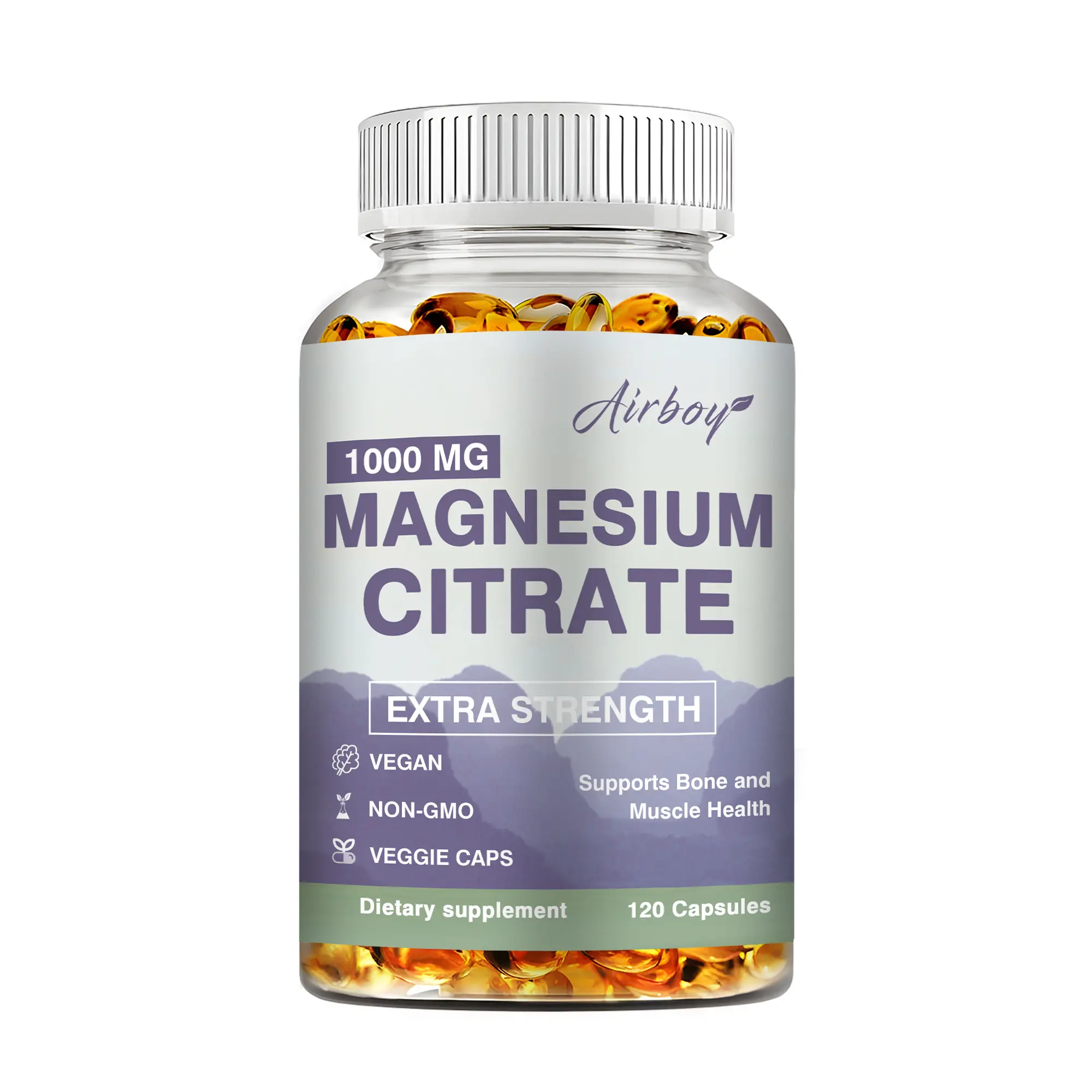 Magnesium Citrate - Supports Heart Health, Bone Health, Nerve Calming - Dietary Supplement - 60/120 Capsules