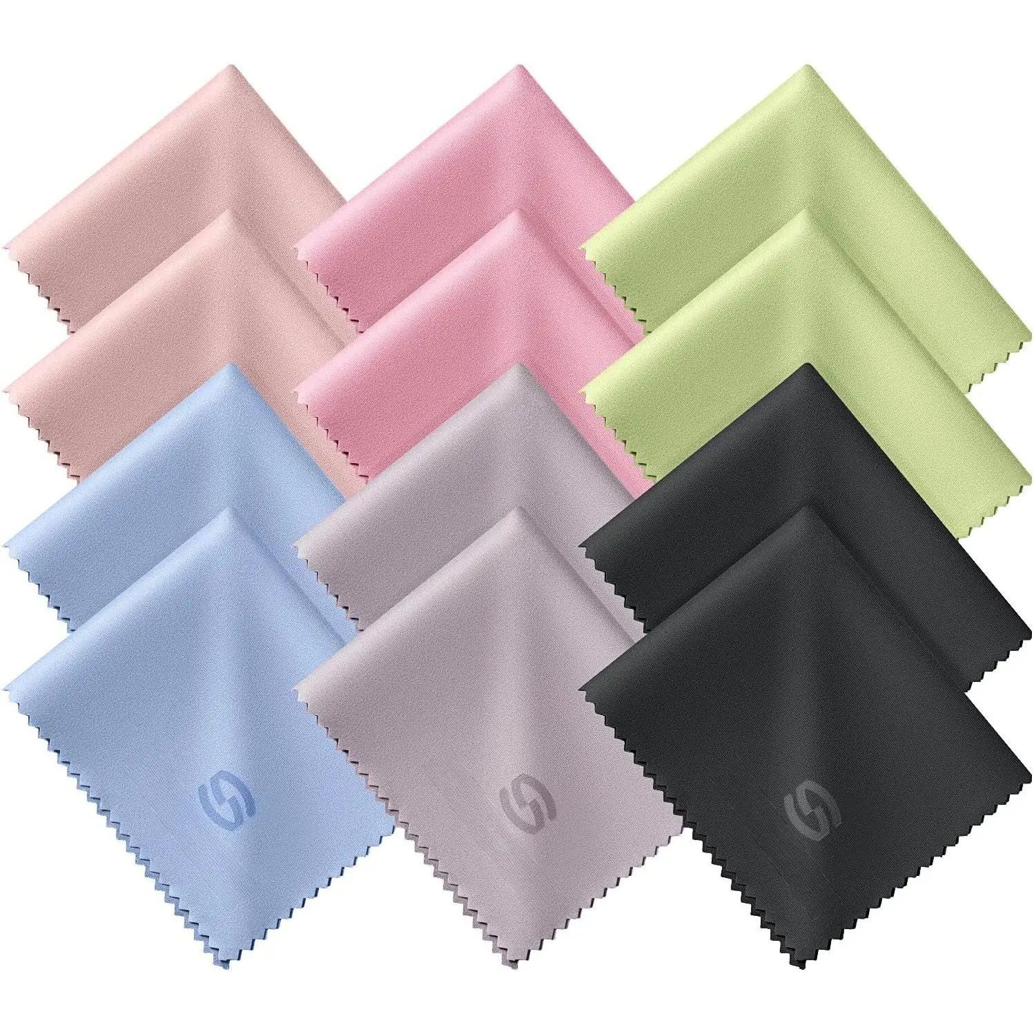 12 Pack Microfiber Lens Cleaning Cloths - Ultra-Soft, Scratch-Free Eyeglass Cloths for Glasses, Screens & Cameras - 7x6 in,  Colors