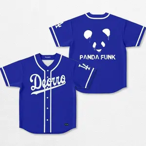 Blue Deorro Panda Baseball Jersey EDM Music Shirt, EDM Festival Family Gift, Unisex Breathable Men's Jersey, 420 Lover Graphic Shirt, Gift For Baseball Fan EDM Electronics Music