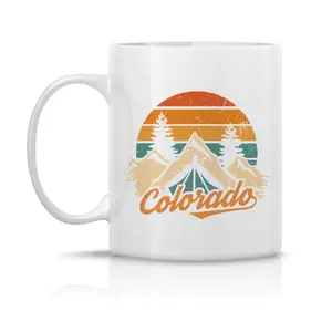 Colorado Ceramic Coffee Mug , Retro Vintage Mountains Nature Hiking Mug, Colorado Vacation Mug, Vintage Inspired Mug