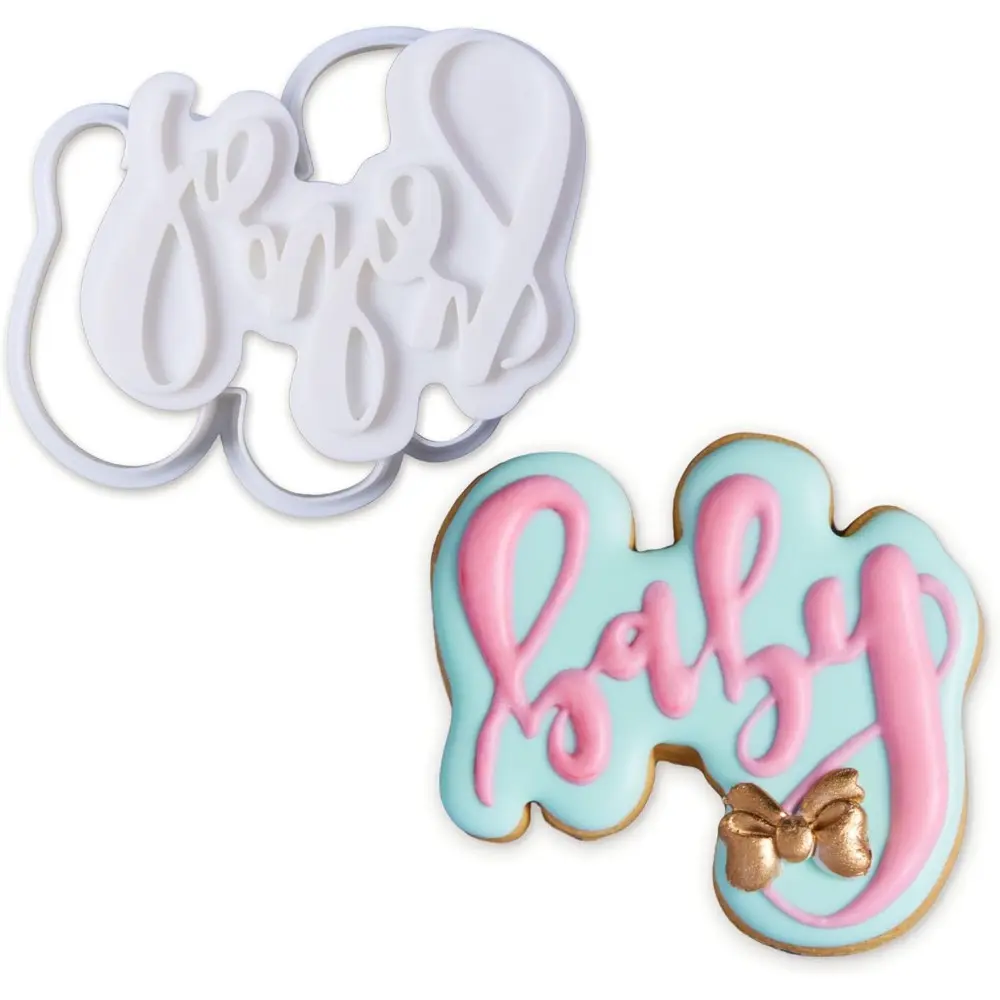 3D Plastic Cookie Cutter & Baby Letter Stamper Set - Bakeware Cheese Mold for Baby Shower Cake Decorating, Kids' Birthday Party Kitchen Tools